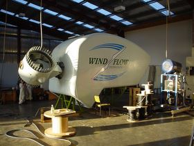 A nacelle built by Windflow Technology