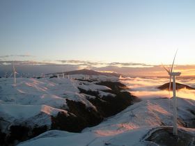 Tararua wind farm in the snow